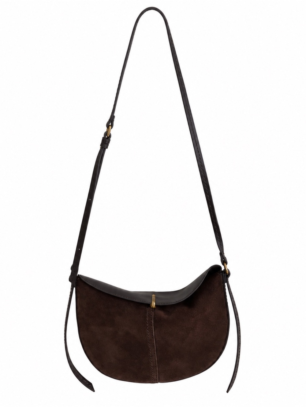 Chocolate Brown Suede & Leather Crossbody Bag - Dolce Vita